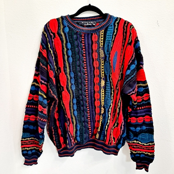 protege Sweaters - Protege Vintage Coogi style colorful textured knit oversized slouchy sweater